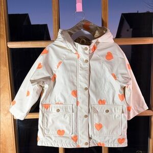 Zara Kids Cream and Orange Heart Raincoat
